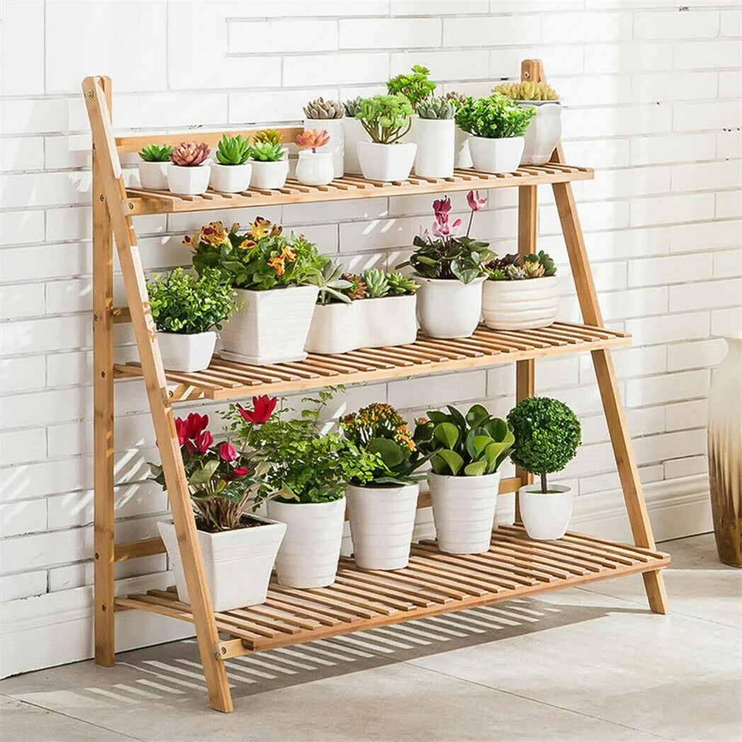 DecorBites™ Bamboo 3 Tier Plant Shelf Stand